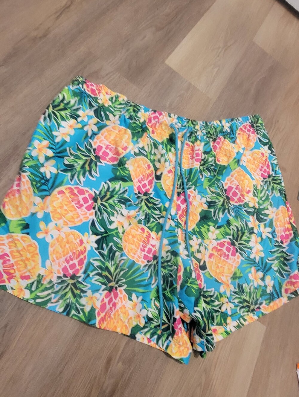 2-$10... George Big & Tall 3XL Colorful Pinapple Swimming Trunks 6" Inseam